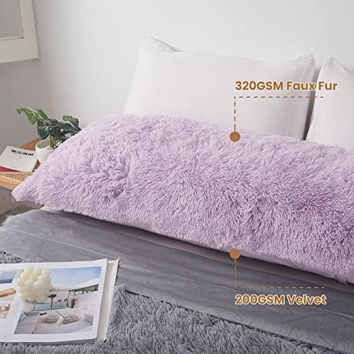 MEGO Fluffy Body Pillow Cover - Lavender Light Purple