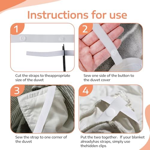 Varpotle Duvet Clips Kit 8pcs White Thread Fasteners