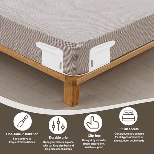 No-Slip Sheet Holder for Deep Mattresses - Universal Fit with Lock Strip