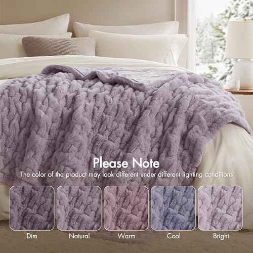 Madison Park Lavender Faux Fur Throw 50x60