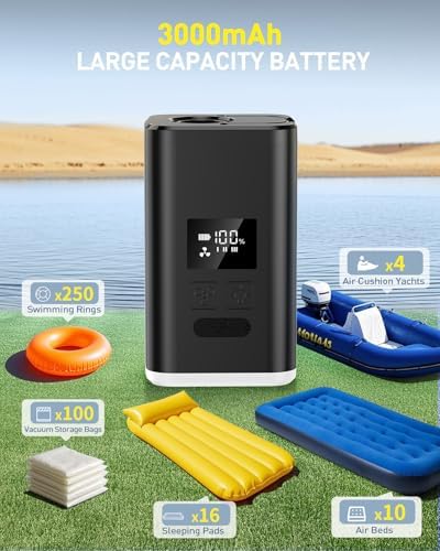 ZOPOM Portable Air Pump with LED Light and 5 Nozzles