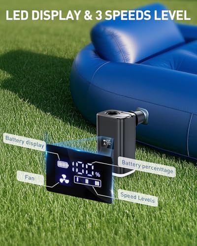 ZOPOM Portable Air Pump with LED Light and 5 Nozzles