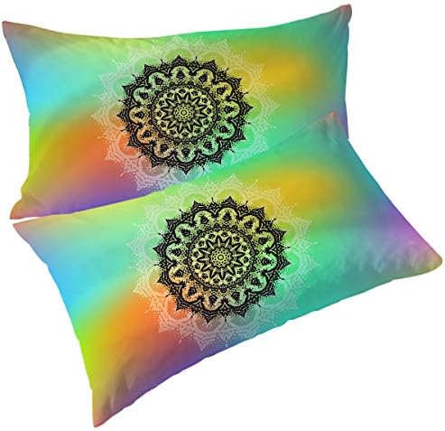 BlessLiving Watercolor Mandala Pillow Covers Set of 2