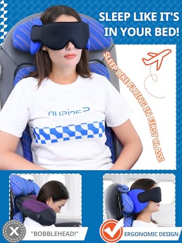SARISUN Travel Pillow with Eye Mask - Black