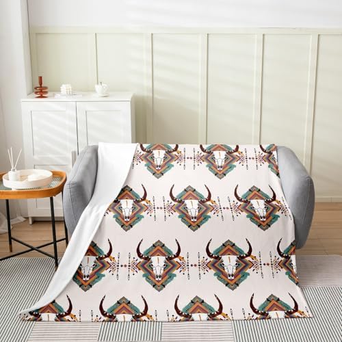 Feelyou Bull Skull Plush Throw Blanket 40x50 1