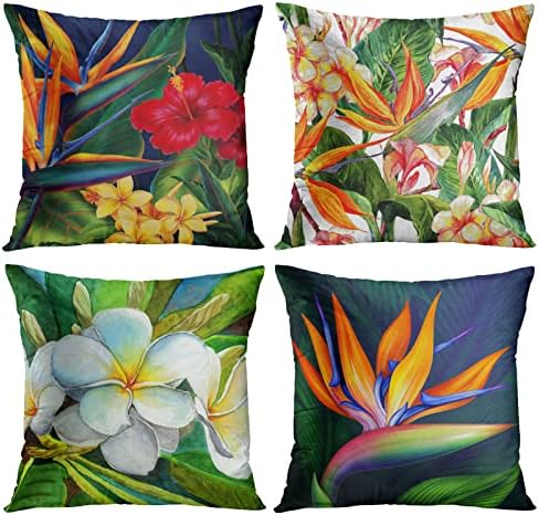 Britimes Throw Pillow Covers Floral Set of 4 18x18 Inches