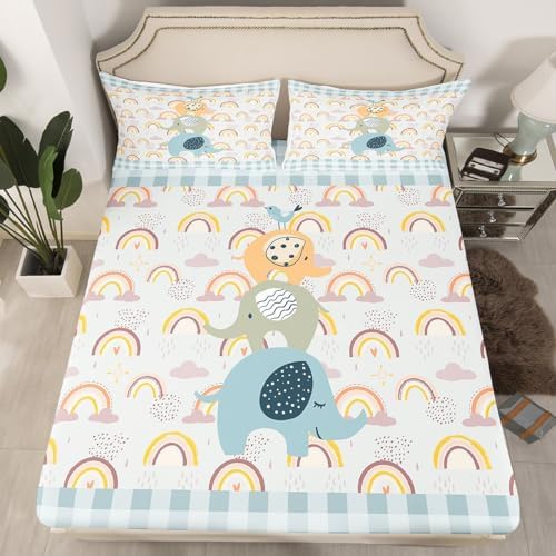 Castle Fairy Cute Elephant Fitted Sheet Set with Pillowcases