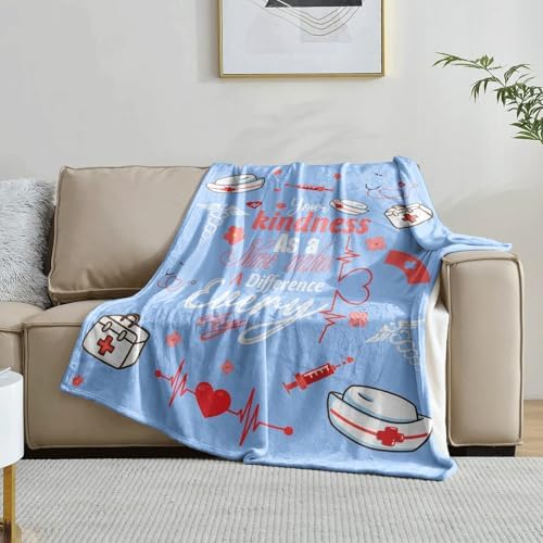 Nurse Gift Blanket 50x60 - Soft Flannel Throw with Medical Symbols 1