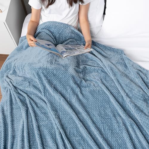 PAVILIA Dusty Blue Microfiber Throw Blanket 60x80 Inch