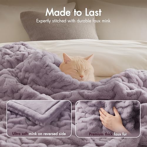 Madison Park Lavender Faux Fur Throw 50x60