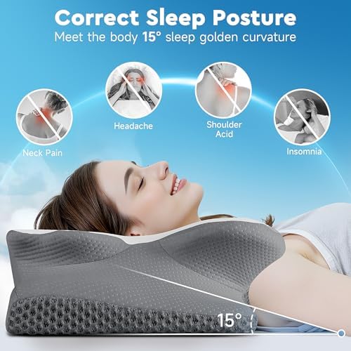 CushZone Cervical Neck Pillow Grey Queen Size