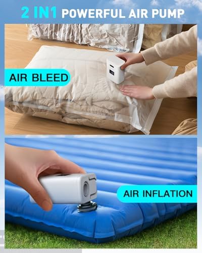 ZOPOM Mini Air Mattress Pump with 5 Nozzles and 5000mAh Battery