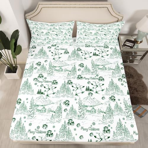 Castle Fairy Christmas Sketch Twin Sheet Set with Pillowcase 1