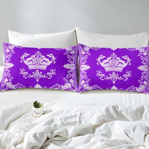 Castle Fairy White Damask Fitted Sheet Twin Size with 1 Pillowcase