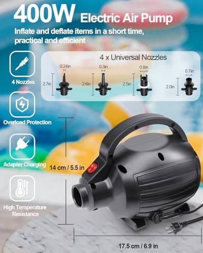 VEBESYET 4 Nozzle Electric Air Pump for Inflatables