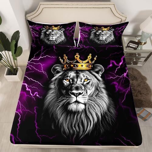 Castle Fairy 3D Lion Microfiber Sheet Set Twin Size Purple Neon