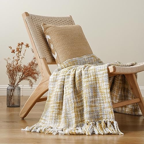 BATTILO HOME Yellow Throw Blanket 50x60 Inches