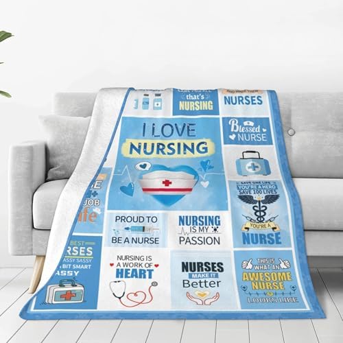 Nurse-Themed Flannel Throw with Inspiring Quotes