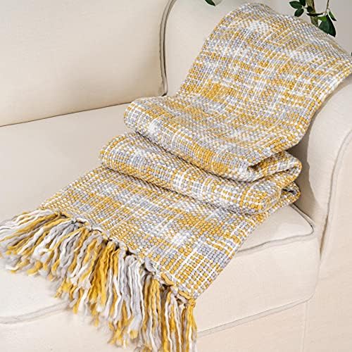 BATTILO HOME Yellow Throw Blanket 50x60 Inches