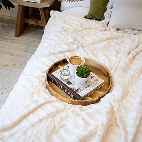 Kurrajong Farmhouse Cream Faux Fur Throw Blanket - 55 x 70