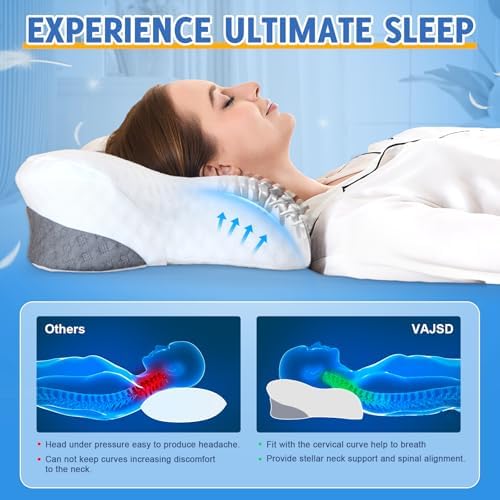 VJASD Memory Foam Neck Pillow - Pain Relief Cool Sleep Support