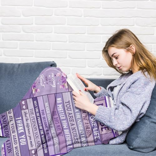 Nurse Appreciation Throw Blanket 60x50 Purple Floral