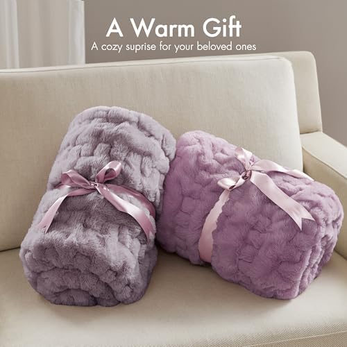 Madison Park Lavender Faux Fur Throw 50x60