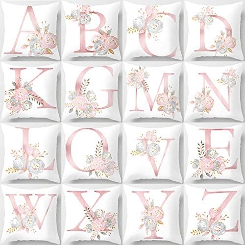 Vctops Alphabet Flower Throw Pillow Covers 18x18 Inch