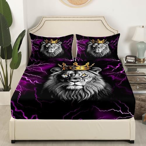 Castle Fairy 3D Lion Microfiber Sheet Set Twin Size Purple Neon