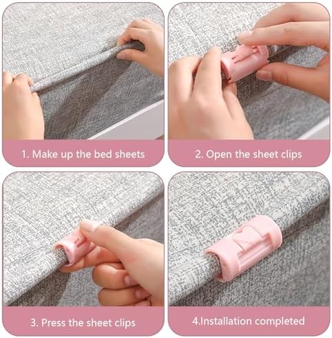 30 PCS Bed Sheet Grippers Duvet Clips Office Paper Clips PinkBlue