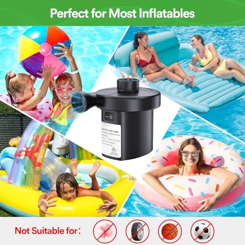 PULIDIKI 50W ACDC Electric Air Pump with 3 Nozzles