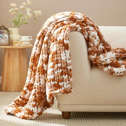 Amlie Home Chunky Knit Throw Blanket 50x60 Burnt Orange 1