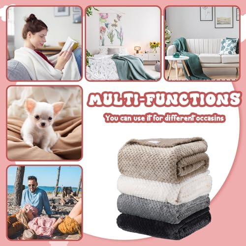 Newwiee Waffle Textured Throw Blanket 4 Pcs