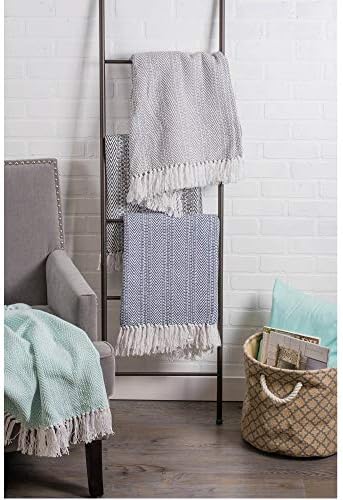 DII Herringbone Striped Cotton Throw Blanket 50x60 Nautical Blue