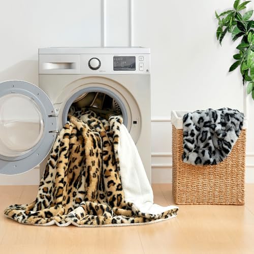 Cozy Bliss Luxury Faux Fur Leopard Print Throw Blanket