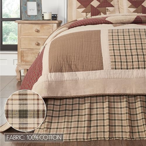 VHC Brands Cider Mill Twin Bed Skirt Tan Charcoal 39x76x17