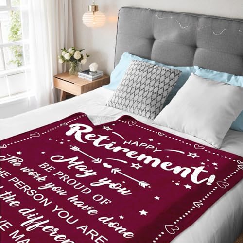 Rakoviol Happy Retired Throw Blanket 50x60 Red