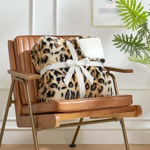 Cozy Bliss Luxury Faux Fur Leopard Print Throw Blanket