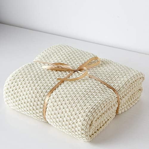 Longhui Bedding Cream Cotton Throw Blanket 60x80 Inches