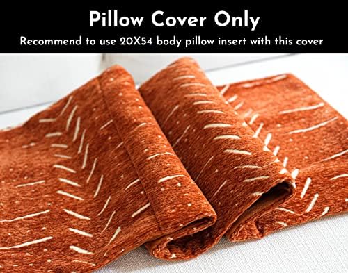 BlissBlush Brick Red Boho Body Pillow Cover 20x54 1