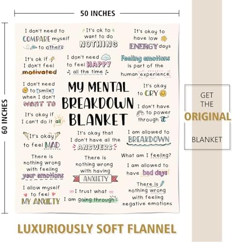 Craftique Mental Breakdown Blanket - Anxiety Relief Emotional Support Throw