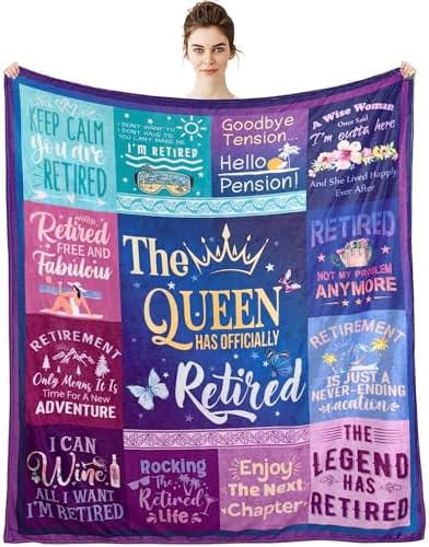 Metawu Retirement Gifts for Women Throw Fleece Blanket 60x50