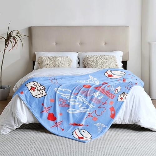 Nurse Gift Blanket 50x60 - Soft Flannel Throw with Medical Symbols 1