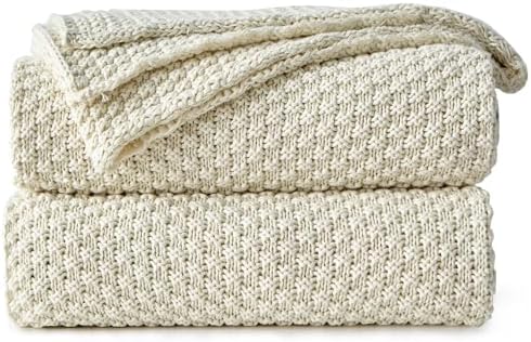 Longhui Bedding Cream Cotton Throw Blanket 60x80 Inches