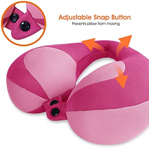 INFANZIA Kids Travel Neck Pillow with Head and Chin Support Pink