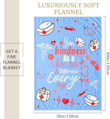 Nurse Gift Blanket 50x60 - Soft Flannel Throw with Medical Symbols 1