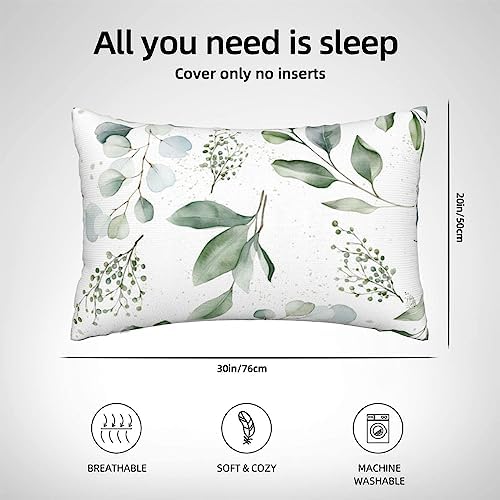 IVSYCOF Green Plant Leaf Pillow Case 20x30 Inch Durable Decorative