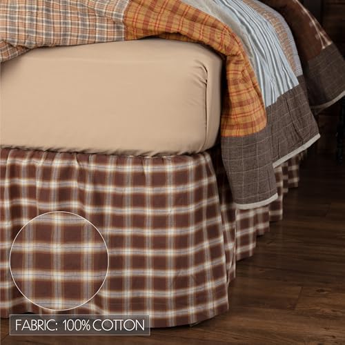 VHC Brands Rustic Farmhouse Bed Skirt Queen 60x80x16 Chocolate Brown