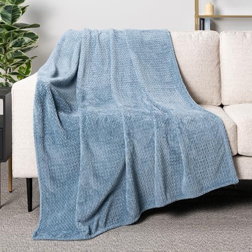 PAVILIA Dusty Blue Microfiber Throw Blanket 60x80 Inch