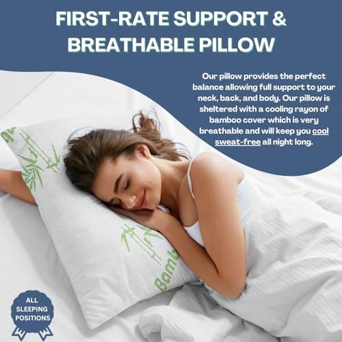 DreamField Linen Memory Foam Bamboo Pillow Queen Size